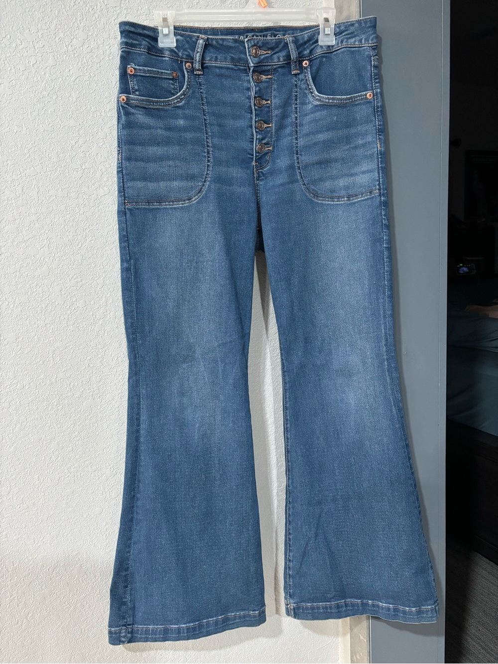 American Eagle Outfitters Next Level Super High-Waisted Flare Jean in 12 Short